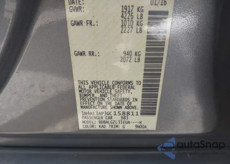 2016 Nissan Altima 2.5 S from USA, damaged, VIN 1N4AL3AP3GC158811